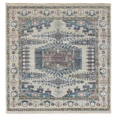 Tapis oriental carré blanc d'hiver noué à la main Viss Design 9'8"x10'