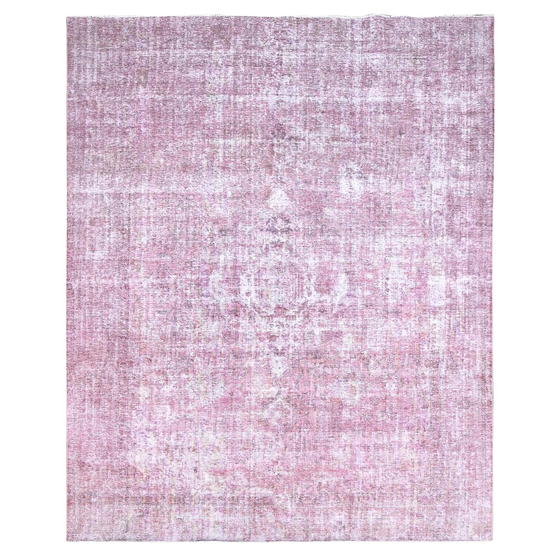9'8"x11'10" Taffy Pink Hand Knotted Old Tabriz Cleaned Pure Wool Oriental Rug