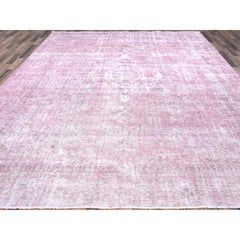 9'8"x11'10" Taffy Pink Hand Knotted Old Tebraz Cleaned Pure Wool Oriental Rug