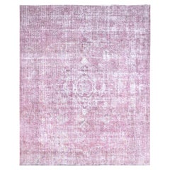 9'8"x11'10" Taffy Pink Hand Knotted Old Tebraz Cleaned Pure Wool Oriental Rug