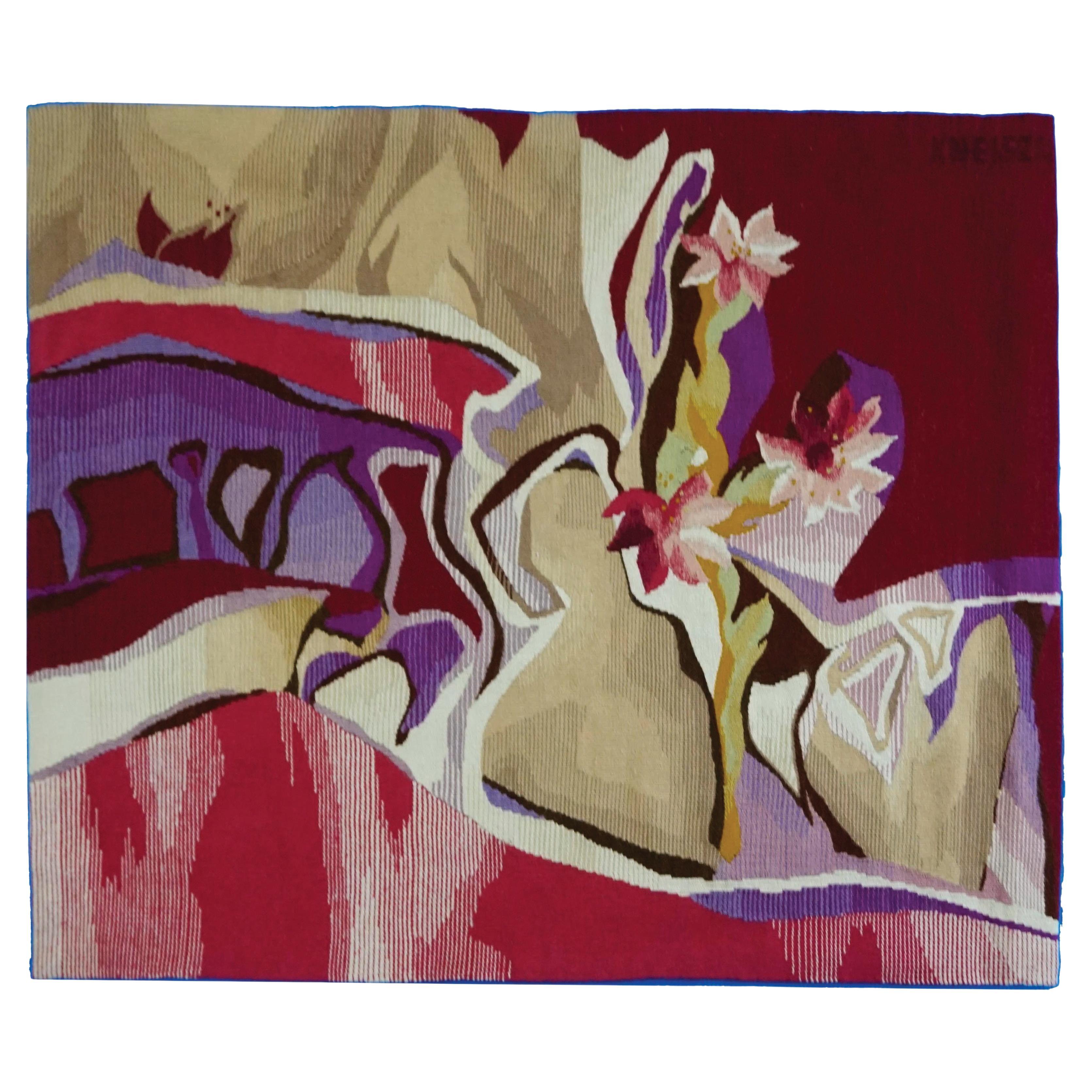 98x115 cm Segge gewebter Wandteppich Textilkunst der Künstlerin Eszter Kneisz