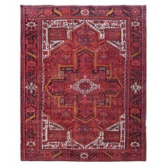 9'8"x12' Auburn Red Vintage Persian Heriz Hand Knotted Wool Clean Oriental Rug