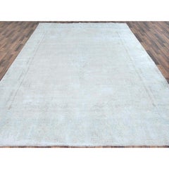 Tappeto Kerman in stile Old Farsian, 9'8"x12'10", beige, annodato a mano, in lana consumata dall'effetto invecchiato