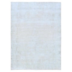 Tappeto Kerman in stile Old Farsian, 9'8"x12'10", beige, annodato a mano, in lana consumata dall'effetto invecchiato