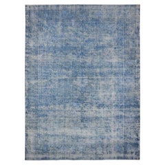 9'8"x12'10" Blue Pure Wool Clean Vintage Hand Knotted Even Wear Oriental Rug