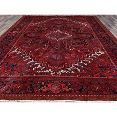 9'8"x12'3" Red Good Condition Organic Wool Semi Antique Oriental Rug