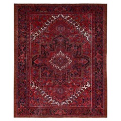 9'8"x12'3" Red Good Condition Organic Wool Semi Antique Oriental Rug