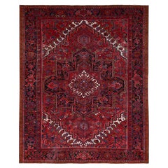 9'8 "x12'3" Rouge Bon état Laine organique Semi Antique Tapis d'Orient