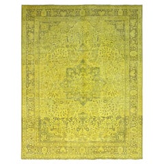 9'8"x12'6" Yellow Clean Wool Vintage Hand Knotted Overdyed Tabriz Oriental Rug