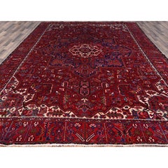 9'8"x12'7" Carmine Red Good Condition Tribal Weave Heris Oriental Rug
