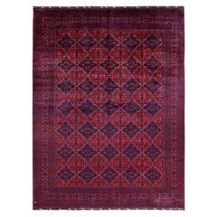 9'8 "x12'9" Red Afghan Khamyab Geometric Pattern Hand Knots Rugs Oriental Wool