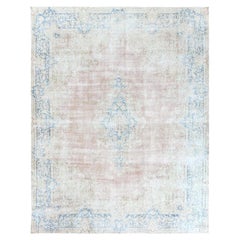 9'8"x12'9" Red, Vintage Farsian Kerman, Worn Wool, Hand Knotted Oriental Rug