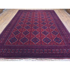 9'8 "x13' Alfombra oriental Khamyab afgana roja anudada a mano con diseño tribal de lana brillante