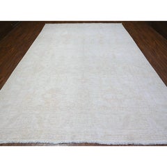 Tappeto 9'8"x13'1", colore Shoreline Gray, annodato a mano, in morbida lana, Peshawar con effetto "white wash"