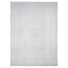 Tappeto 9'8"x13'1", colore Shoreline Gray, annodato a mano, in morbida lana, Peshawar con effetto "white wash"