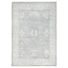 9'8"x13'10" Misty Gray White Wash Peshawar Hand Knotted Pure Wool Oriental Rug