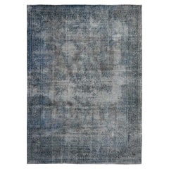 9'8 "x13'3" Jet Gray Vintage Persian Kerman All Wool Rustic Feel Hand Knotted Rugs (Tappeto annodato a mano)