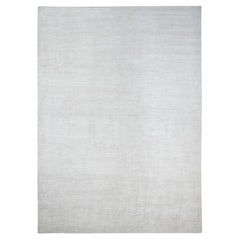 9'8 "x13'4" Ivory Plain Solid Pattern Hand Knotsted Hand Spun Ghazni Wool Rug