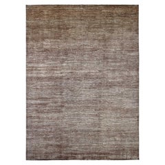 9'8"x13'4" Mocha Brown Plain Solid Pattern Hand Knotted Ghazni Wool Oriental Rug