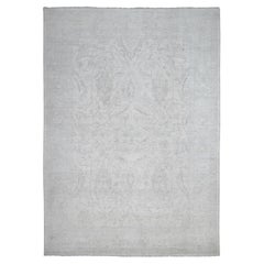 9'8 "x13'5" Vista White Washed Out Peshawar All Over Design Rugs en laine noués à la main