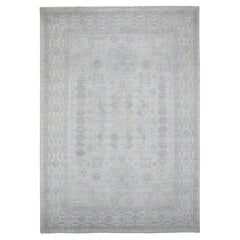 9'8"x13'6" Gänseblümchenweiß, handgeknüpft, luxuriöse Wolle, weiß gewaschener Peshawar, Teppich