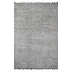 9'8 "x14'7" Stone Gray Moroccan Weave Textured Design Hand Knotsted Pure Wool Rug