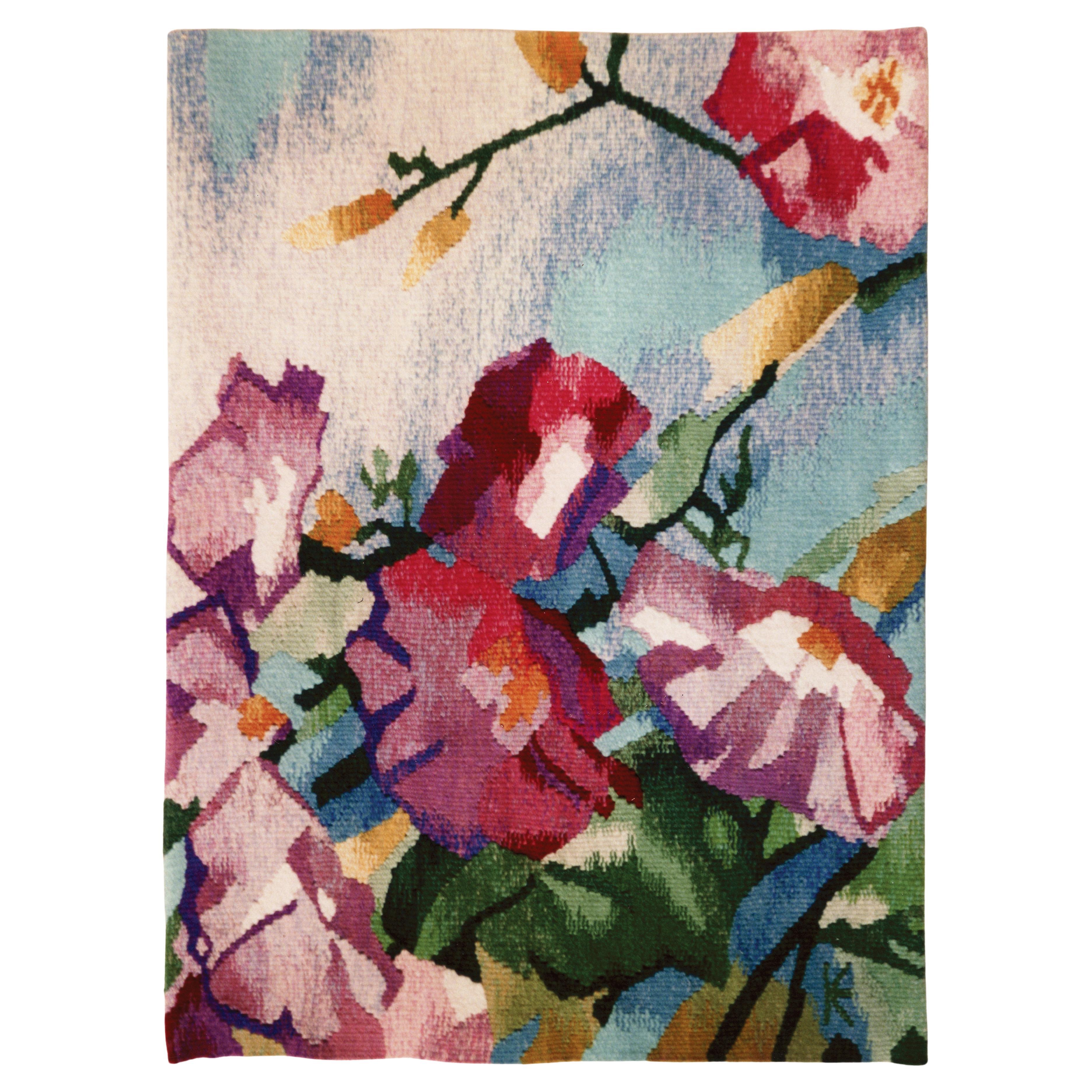 98x70 Nachtkerze gewebter Wandteppich Riesige Textilkunst der Künstlerin Eszter Kneisz