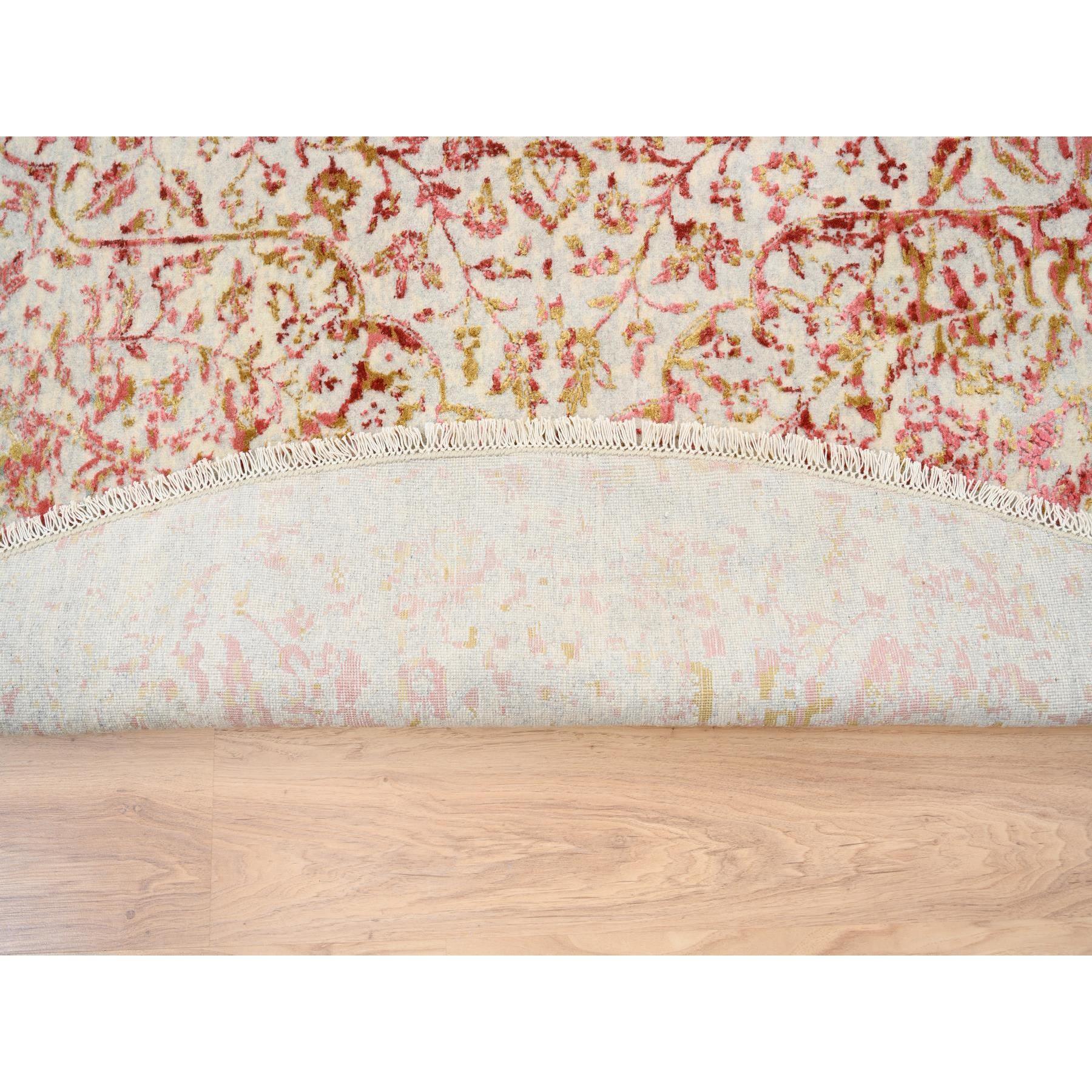Annodato a mano Tappeto rotondo persiano Erased Design 9'8 