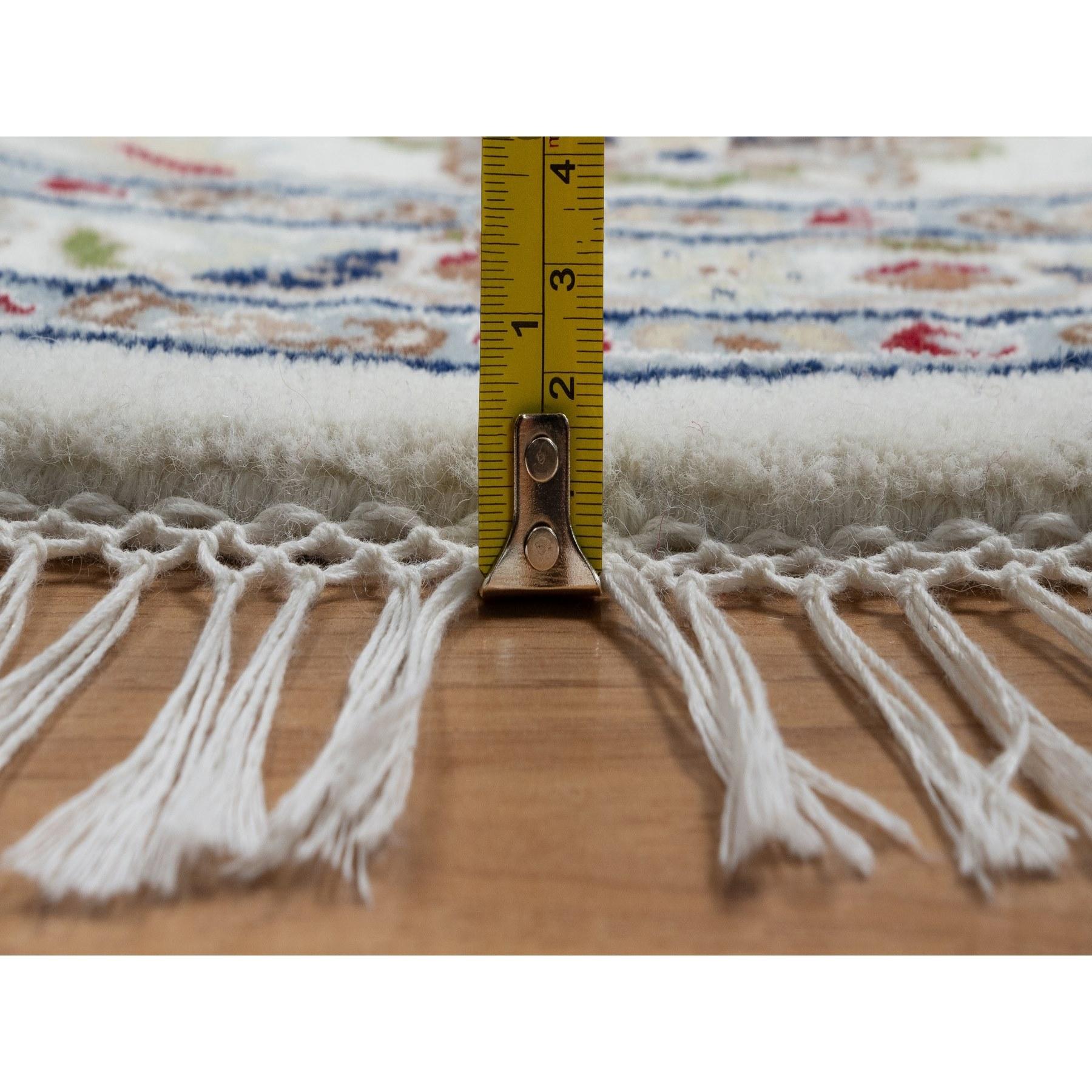 Alfombra Redonda de Lana y Seda Anudada a Mano 9'8 