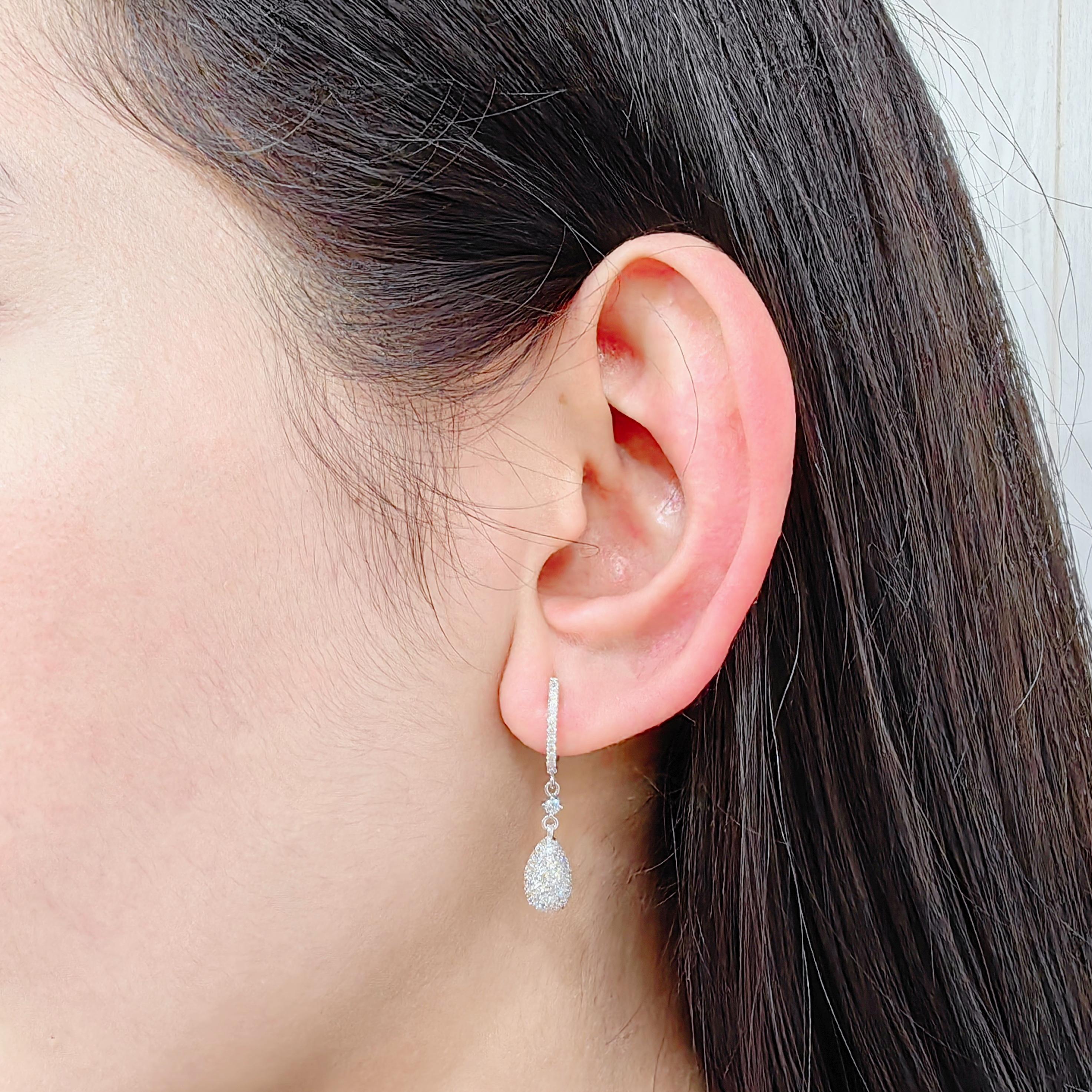 .99 Carat Diamond Nugget Drop Earrings in 18K White Gold For Sale 8