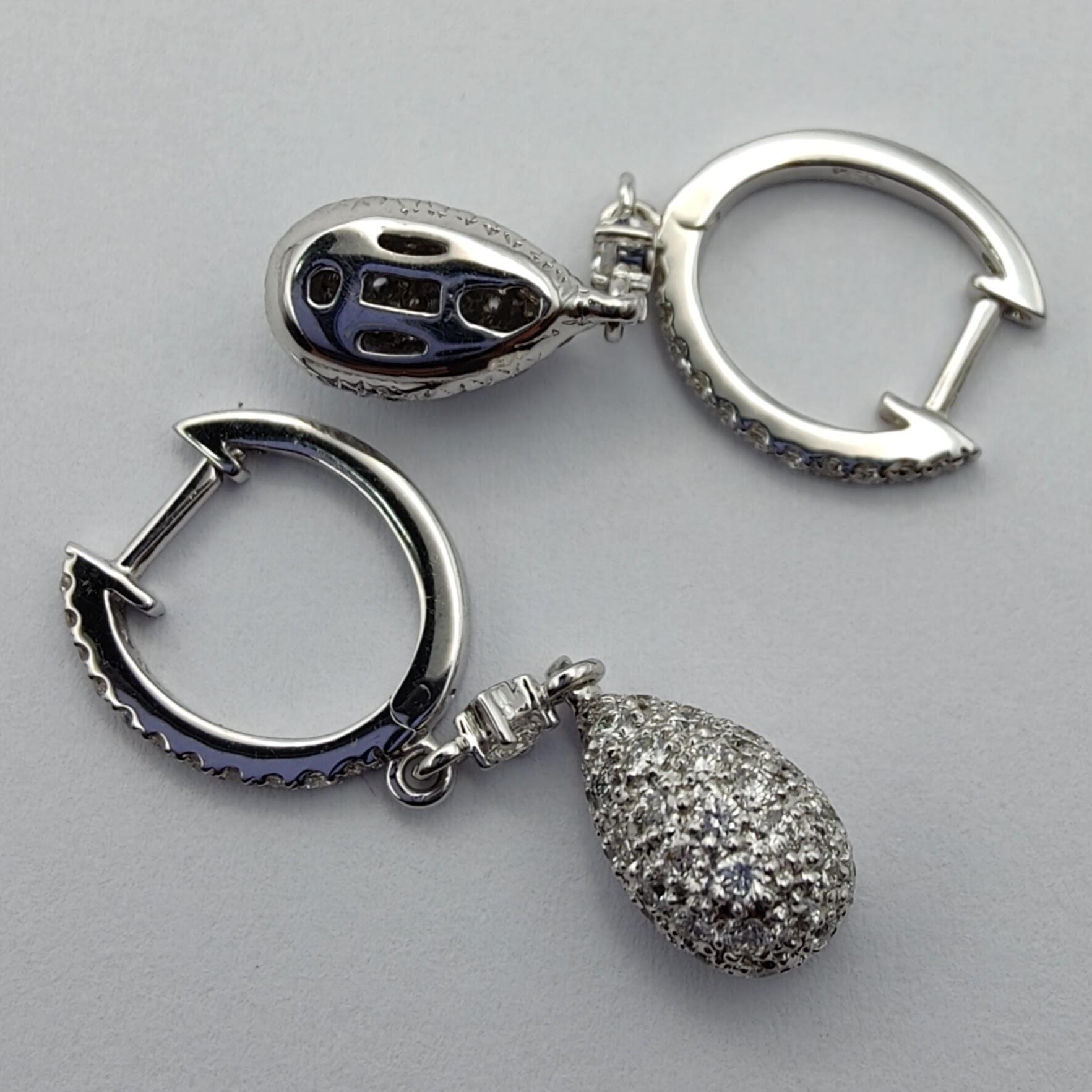 .99 Carat Diamond Nugget Drop Earrings in 18K White Gold For Sale 2