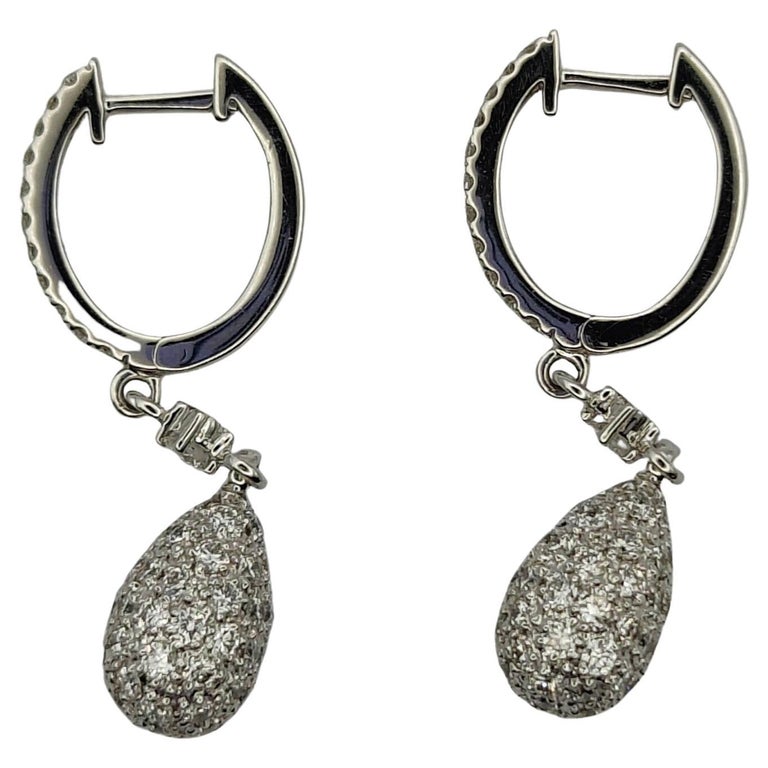 .99 Carat Diamond Nugget Drop Earrings in 18K White Gold For Sale at