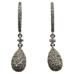 .99 Carat Diamond Nugget Drop Earrings in 18K White Gold