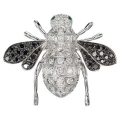 .99 Ct. T.W. Diamond Bee Brooch in 18k White Gold