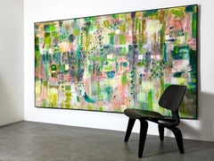 99 x 56 Pintura original abstracta monumental acrílico sobre lienzo por Nathan Caplan