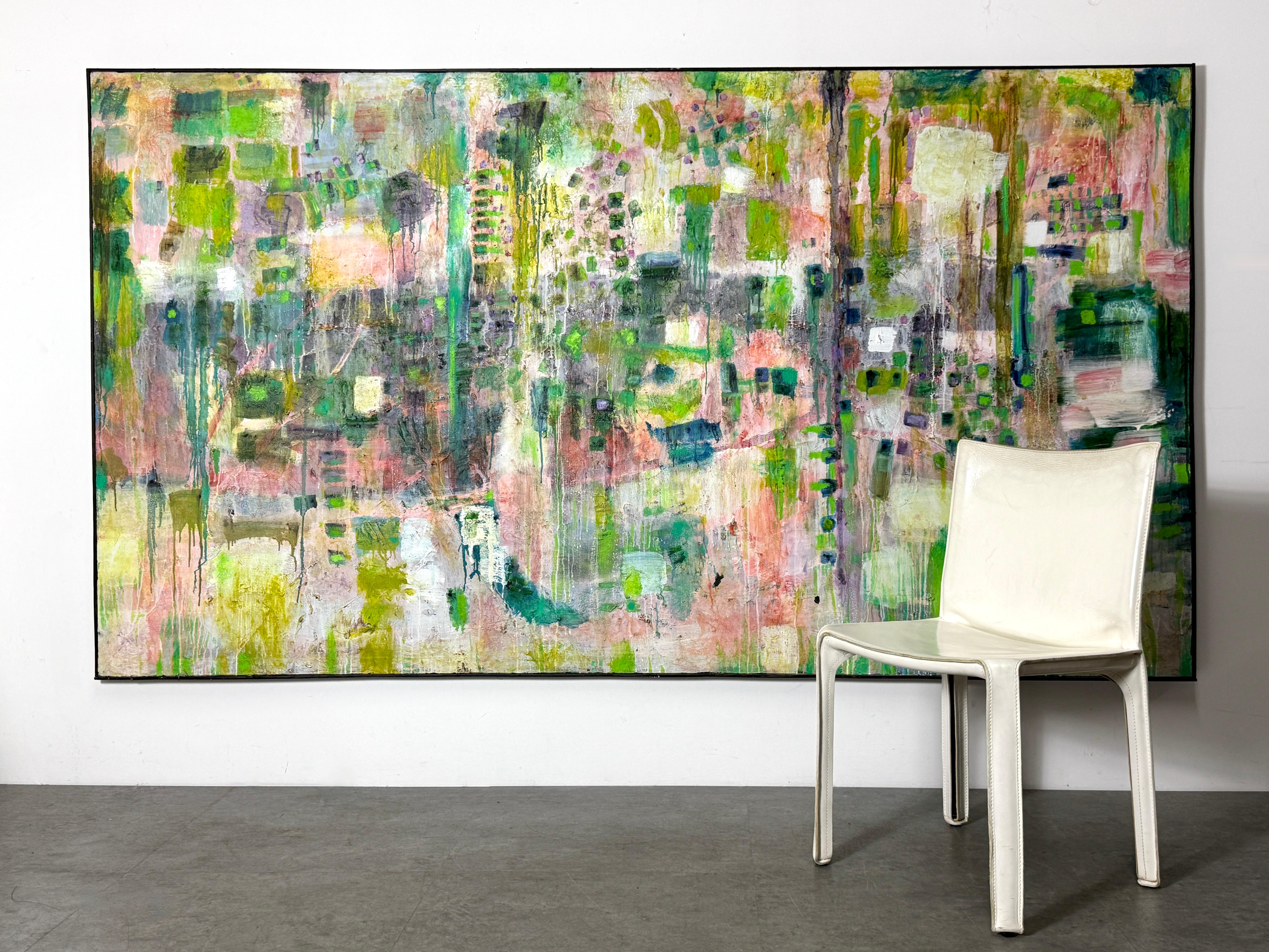 99 x 56 Monumentales Abstraktes Originalgemälde Acryl auf Leinwand von Nathan Caplan im Zustand „Gut“ im Angebot in Troy, MI