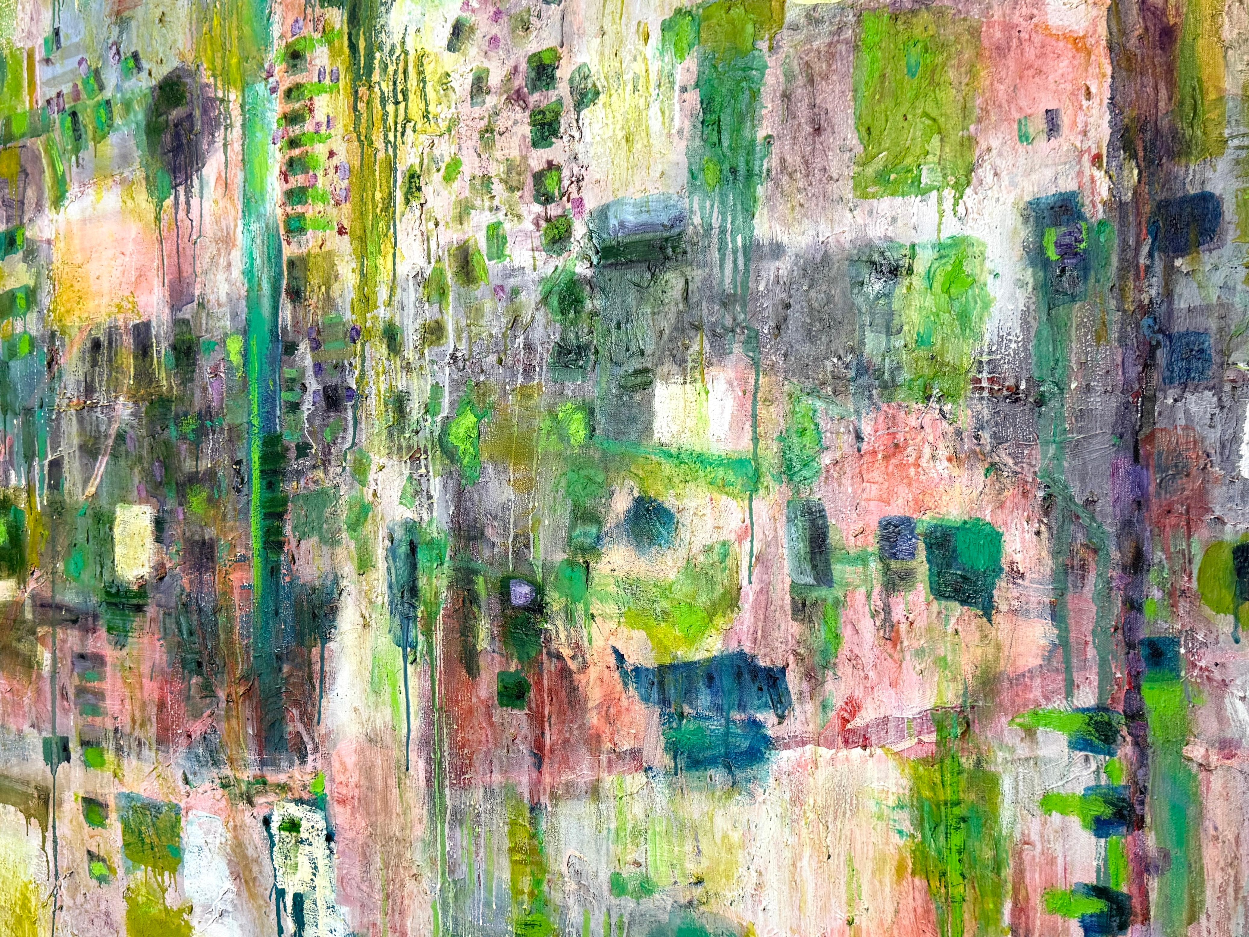 99 x 56 Monumentales Abstraktes Originalgemälde Acryl auf Leinwand von Nathan Caplan (Holz) im Angebot