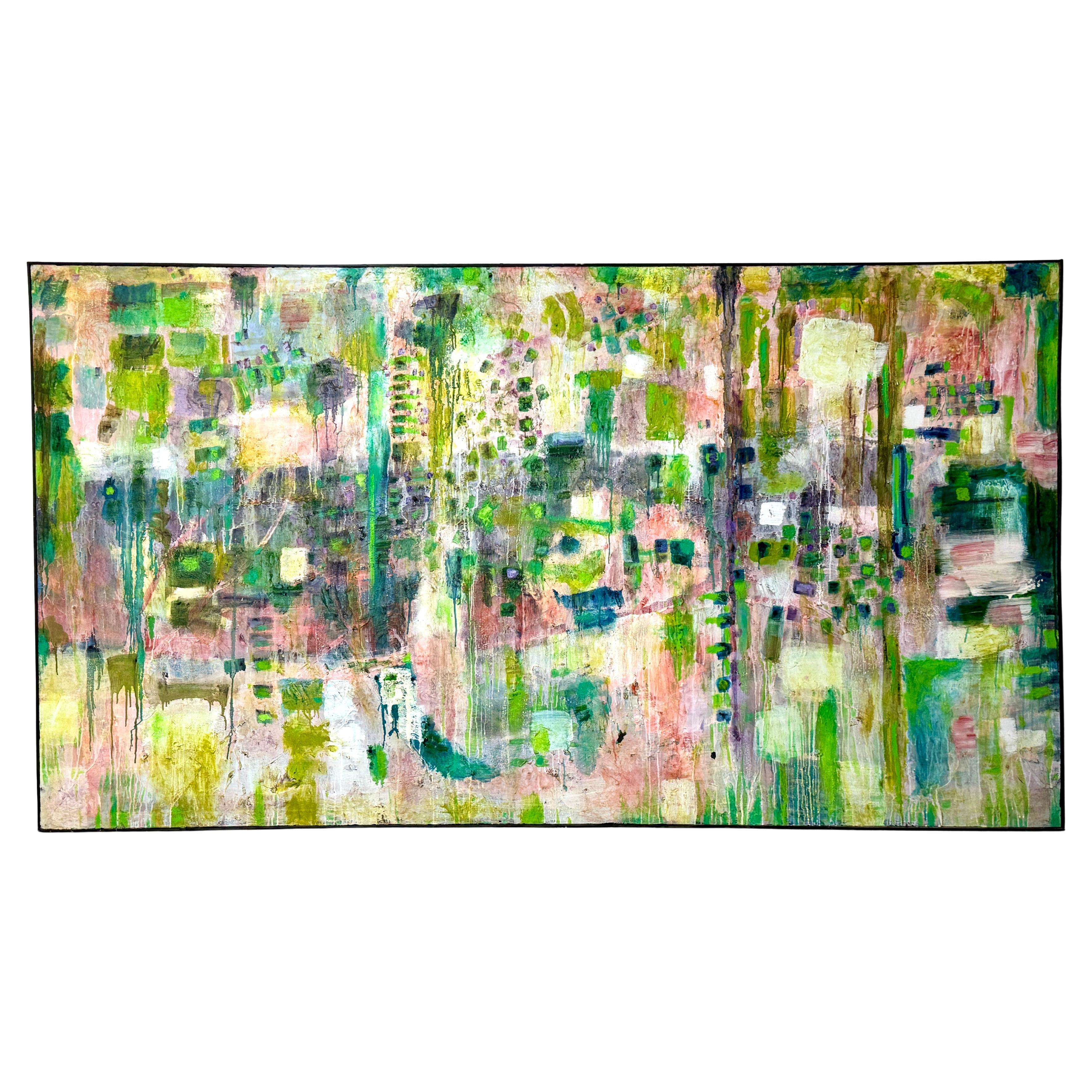 99 x 56 Monumentales Abstraktes Originalgemälde Acryl auf Leinwand von Nathan Caplan