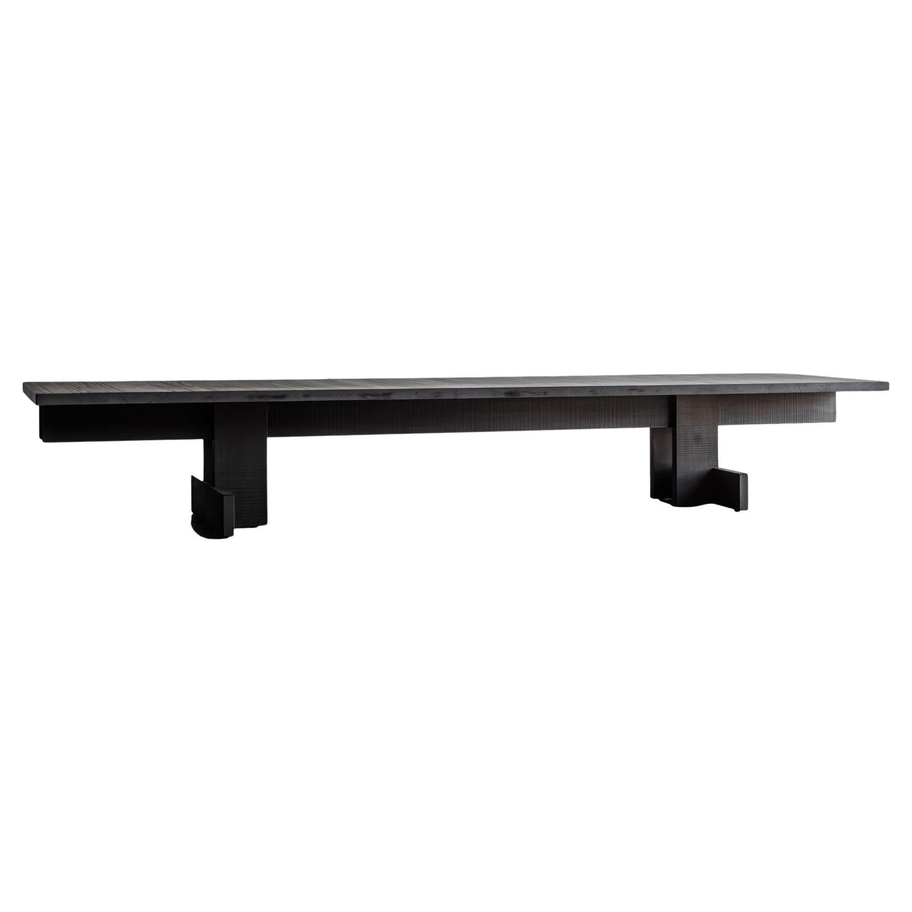 XL Brutalistischer Holz-Couchtisch