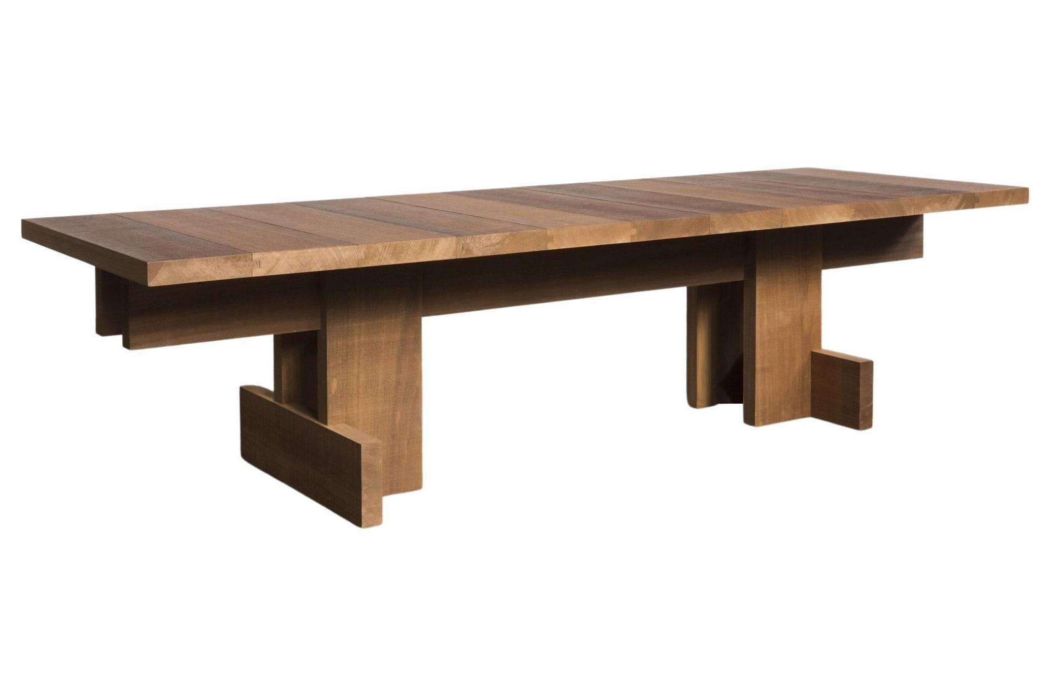 99" XL Outdoor Brutalist Wood Coffee Table For Sale