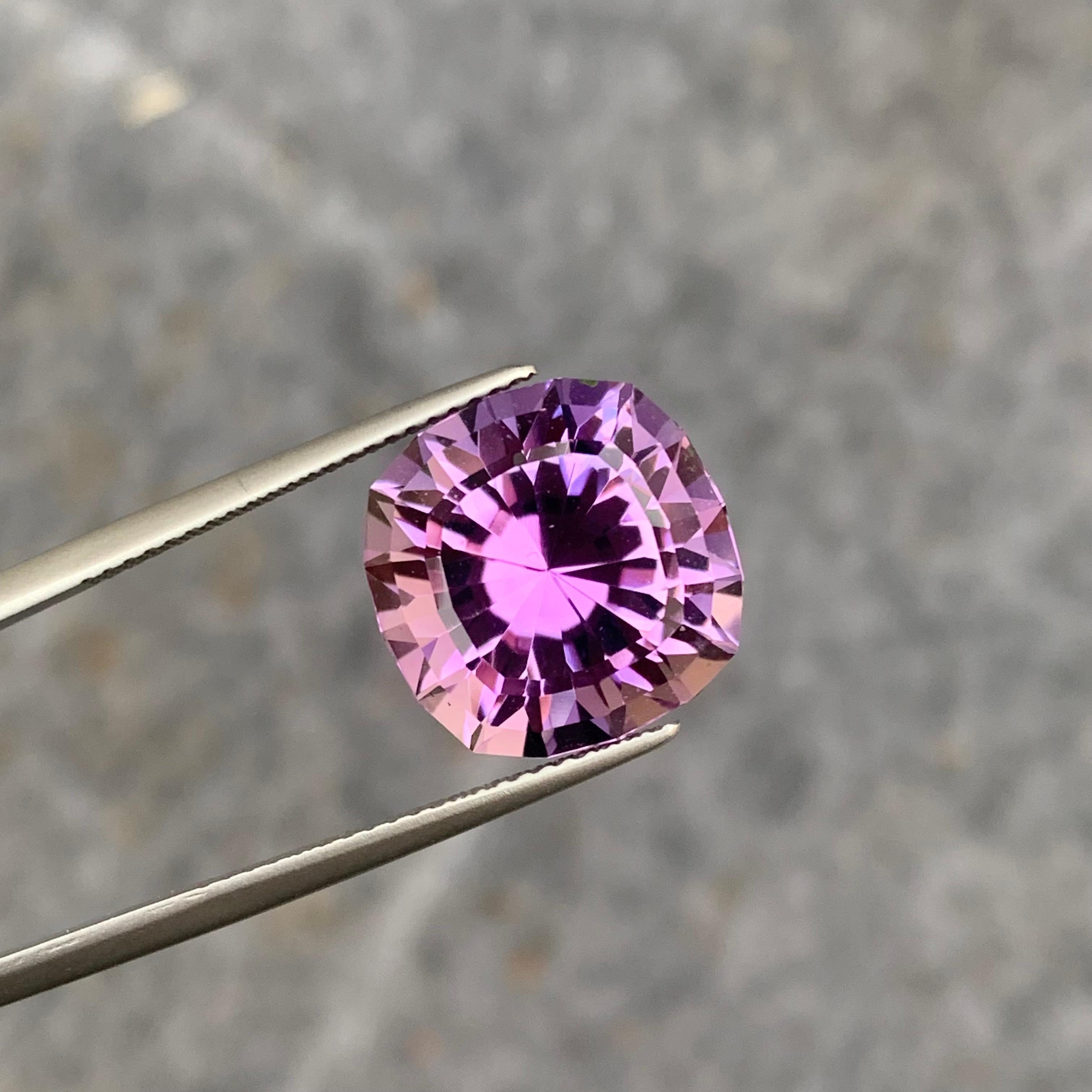 9.90 Carat Precision Cut Natural Faceted Amethyst from Brazil For Sale 4