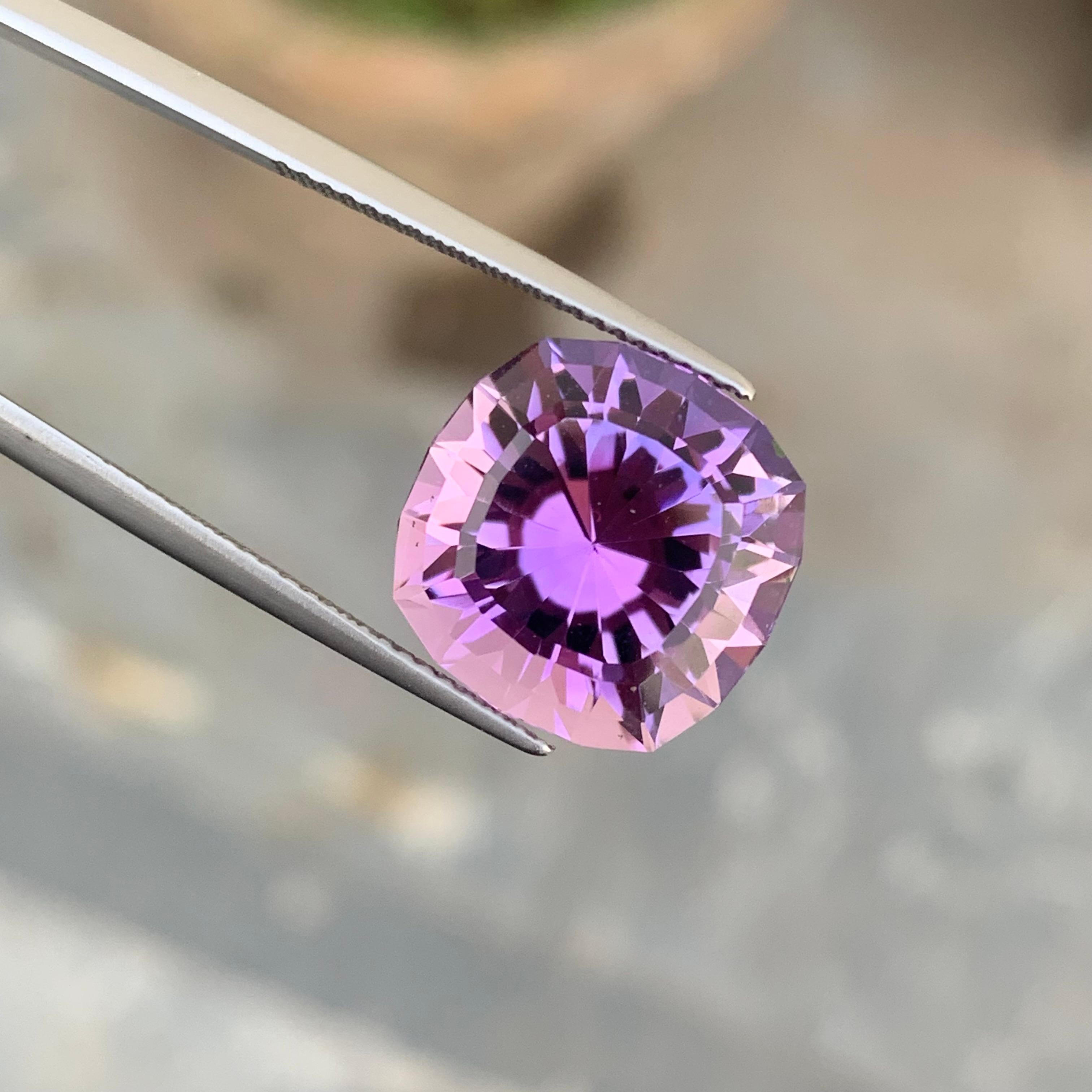 Women's or Men's 9.90 Carat Precision Cut Natural Faceted Amethyst from Brazil For Sale
