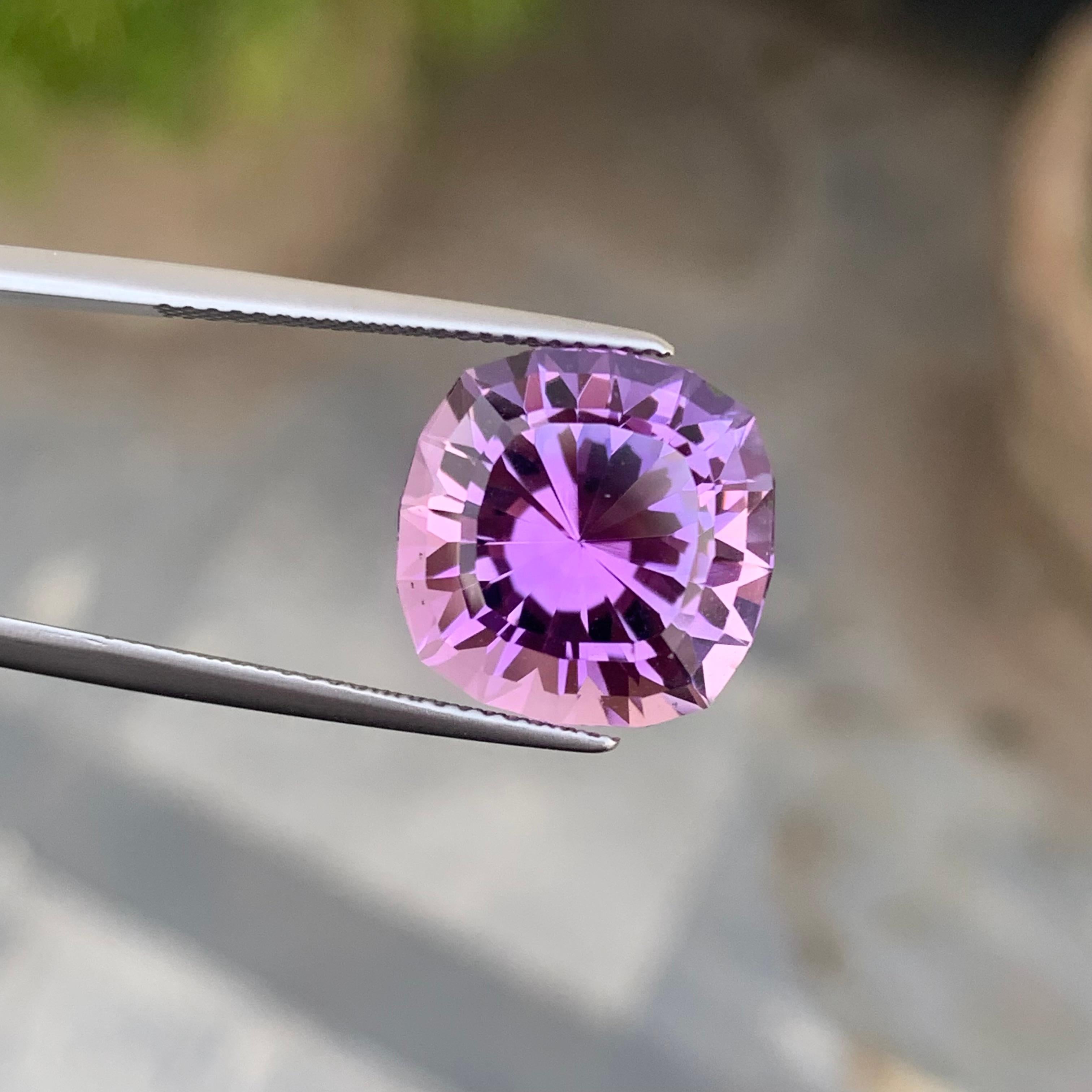 9.90 Carat Precision Cut Natural Faceted Amethyst from Brazil For Sale 3