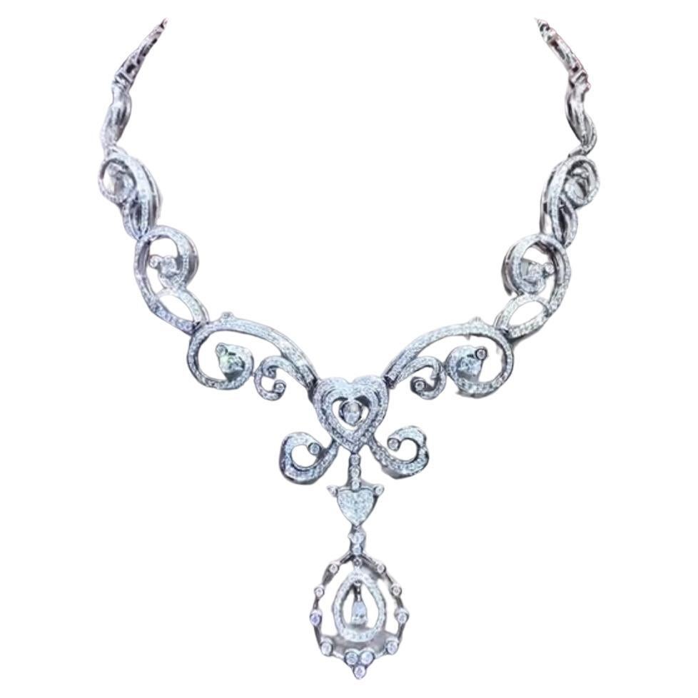 9.90 Carats Natural Diamonds 18K Gold Necklace