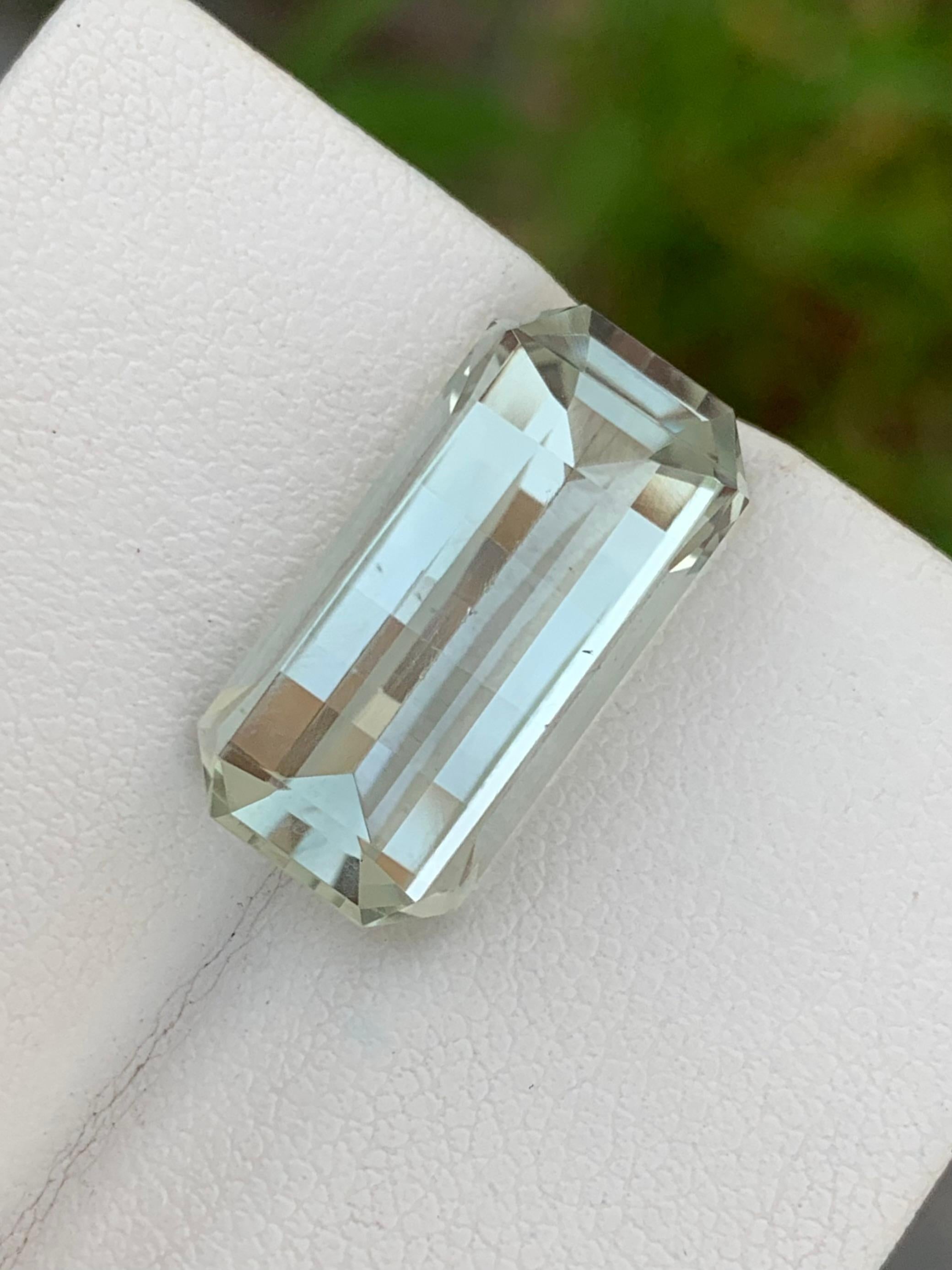 Emerald Cut 9.90 Carats Stunning Natural Loose Green Amethyst Prasiolite Pixel Cut Gem For Sale