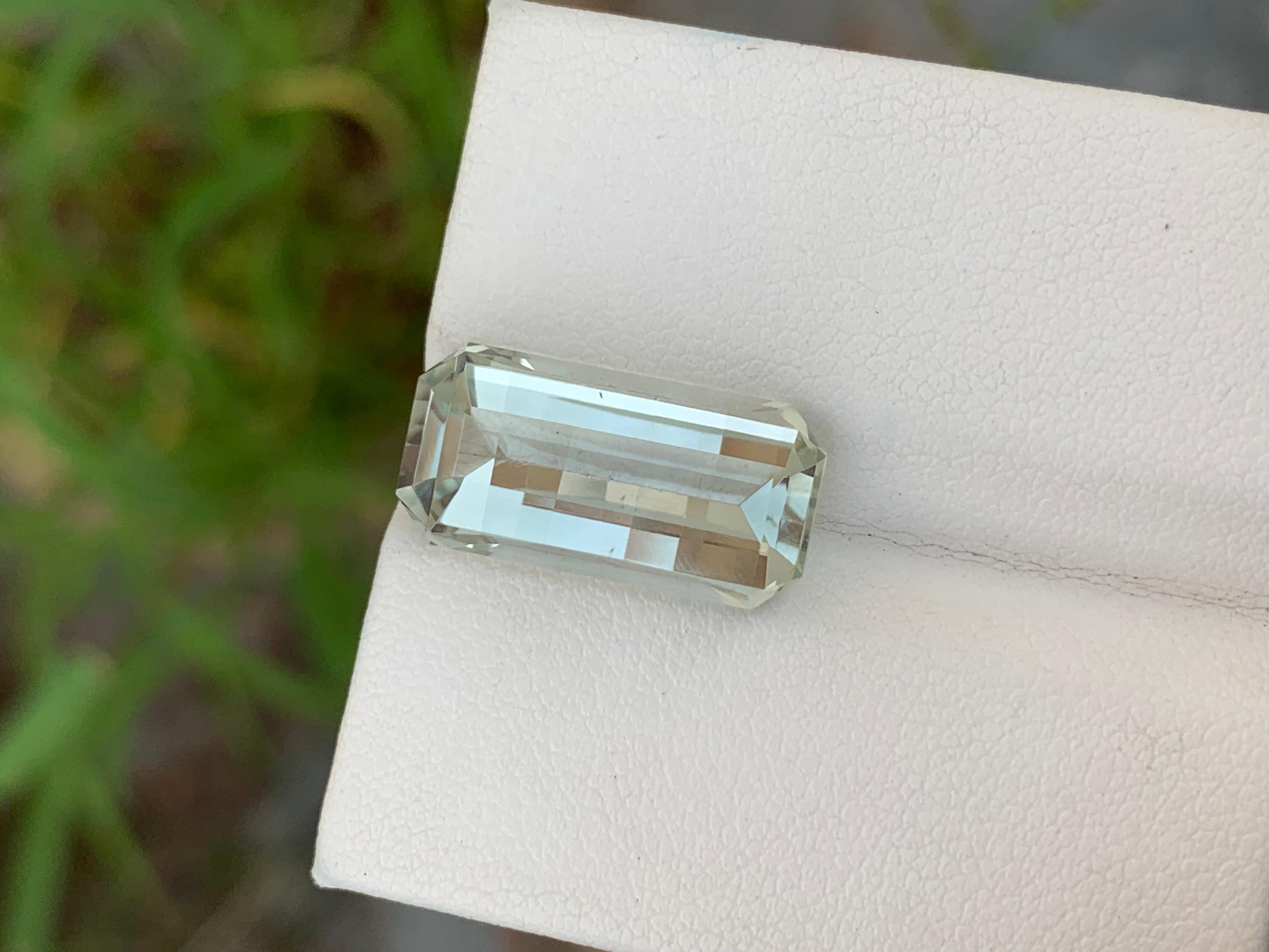 Women's or Men's 9.90 Carats Stunning Natural Loose Green Amethyst Prasiolite Pixel Cut Gem For Sale