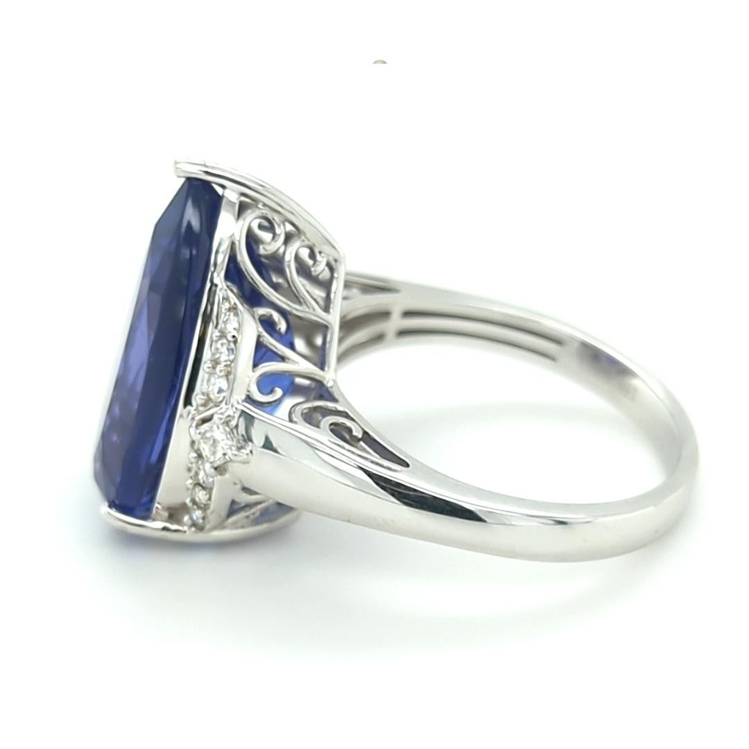 Women's 9.90ct Tanzanite and Diamond Ring in 18kt White Gold For Sale