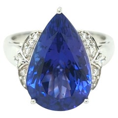 9.90ct Tanzanite and Diamond Ring in 18kt White Gold
