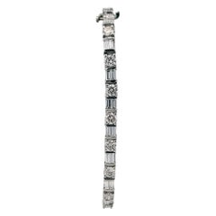 9.91 Carat Round/Baguette Diamond Platinum Tennis Bracelet
