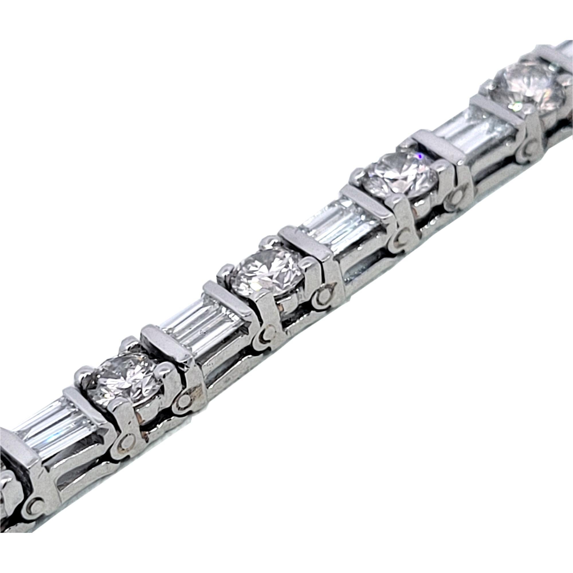 Pulsera de Tenis de Platino con Diamantes Redondos/Baguette de 9,91 Quilates en Nuevo estado para la venta en Los Angeles, CA